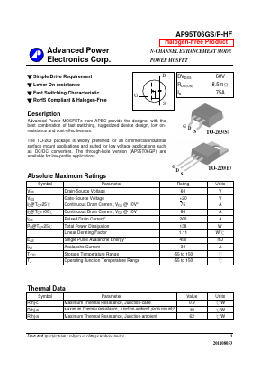 AP95T06GP-HF Datasheet PDF Advanced Power Electronics Corp