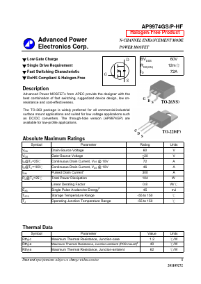 AP9974GP-HF Datasheet PDF Advanced Power Electronics Corp