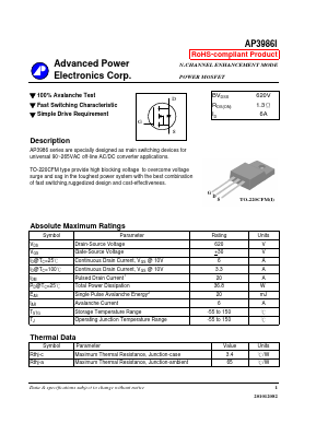 AP3986I Datasheet PDF Advanced Power Electronics Corp