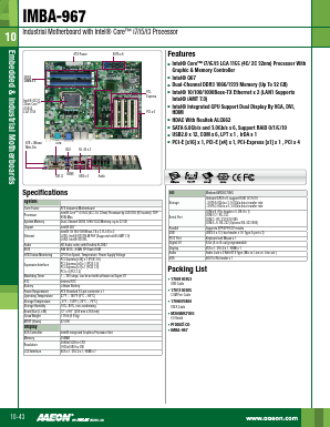 IMBA-967 Datasheet PDF AAEON Technology