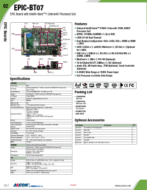 EPIC-BT07 Datasheet PDF AAEON Technology