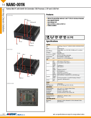 NANO-001N-5010-01 Datasheet PDF AAEON Technology
