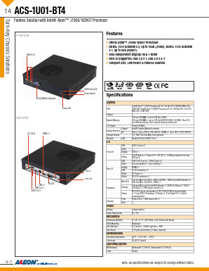 ACS-1U01-BT4 Datasheet PDF AAEON Technology
