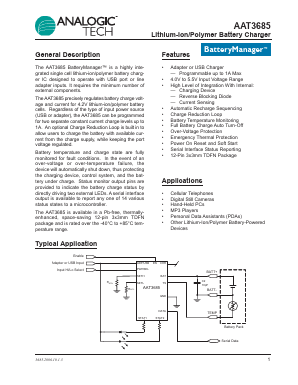 AAT3685IWP-4.2-T1 Datasheet PDF Advanced Analog Technology, Inc.