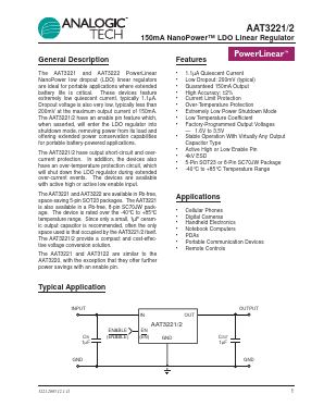 AAT3221IJS-1.6-T1 Datasheet PDF Advanced Analog Technology, Inc.