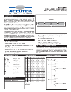 AK63264AW Datasheet PDF ACCUTEK MICROCIRCUIT CORPORATION