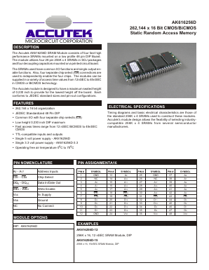 AK616256D Datasheet PDF ACCUTEK MICROCIRCUIT CORPORATION