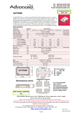 ACT9300 Datasheet PDF Advanced Crystal Technology