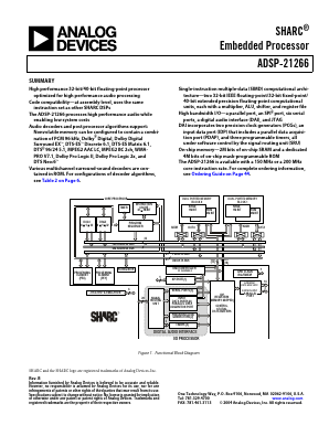 ADSP-21266SKSTZ-1B Datasheet PDF Analog Devices
