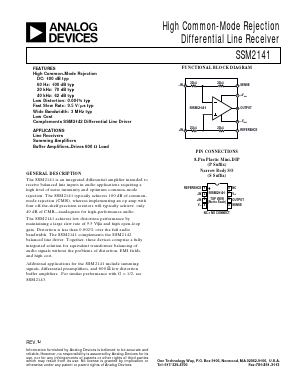 SSM2141 Datasheet PDF Analog Devices