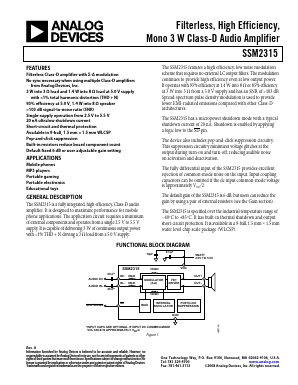 SSM2315CBZ-REEL Datasheet PDF Analog Devices