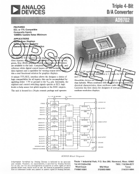 AD9702 Datasheet PDF Analog Devices