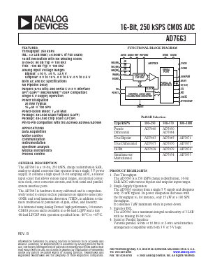 AD7663ACPZRL Datasheet PDF Analog Devices