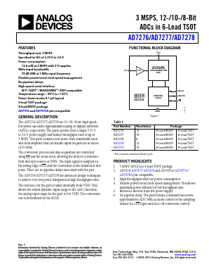 AD7276BRMZ Datasheet PDF Analog Devices