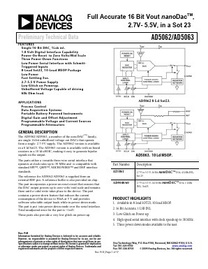 AD5062 Datasheet PDF Analog Devices