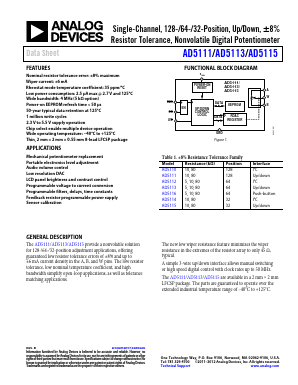 AD5111 Datasheet PDF Analog Devices