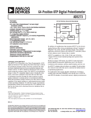 AD5273BRJ10-R2 Datasheet PDF Analog Devices