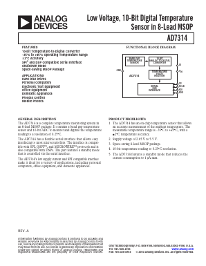 AD7314ARMZ Datasheet PDF Analog Devices