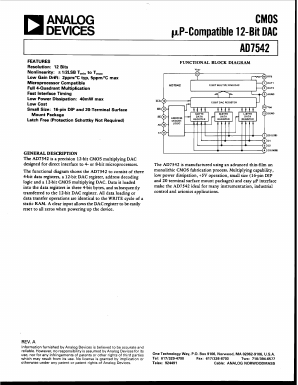 AD7542BD Datasheet PDF Analog Devices