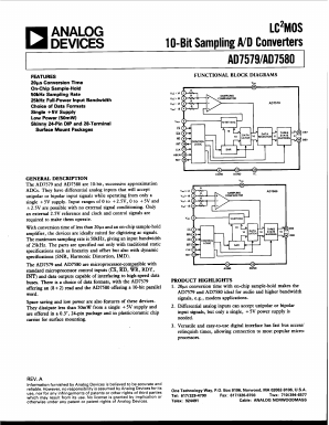 AD7579JN Datasheet PDF Analog Devices