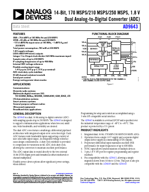 AD9643 Datasheet PDF Analog Devices