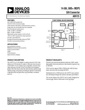 AD9725 Datasheet PDF Analog Devices