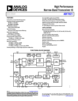 ADF7021 Datasheet PDF Analog Devices