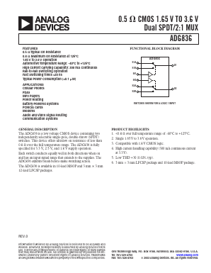 ADG836YRM Datasheet PDF Analog Devices
