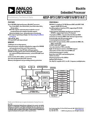 ADSP-BF518F Datasheet PDF Analog Devices