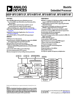ADSP-BF514KSWZ-4 Datasheet PDF Analog Devices