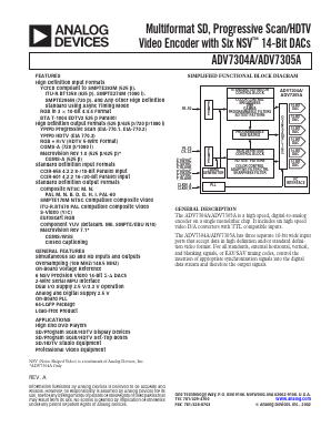 ADV7305A Datasheet PDF Analog Devices