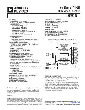 ADV7312 Datasheet PDF Analog Devices