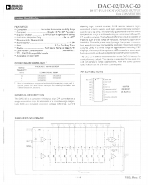 DAC-02 Datasheet PDF Analog Devices