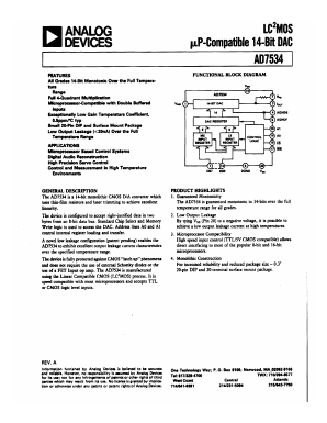 AD7534 Datasheet PDF Analog Devices