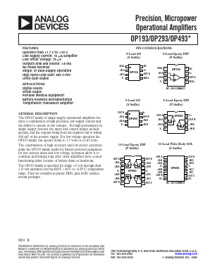 OP293FS-REEL7_02 Datasheet PDF Analog Devices