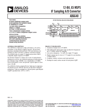 AD6640ST/PCB Datasheet PDF Analog Devices