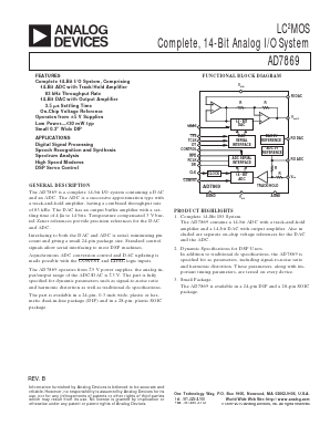 AD7869 Datasheet PDF Analog Devices