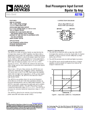 AD706 Datasheet PDF Analog Devices