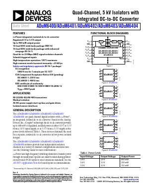 ADUM6404 Datasheet PDF Analog Devices