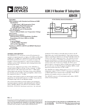 AD6458 Datasheet PDF Analog Devices