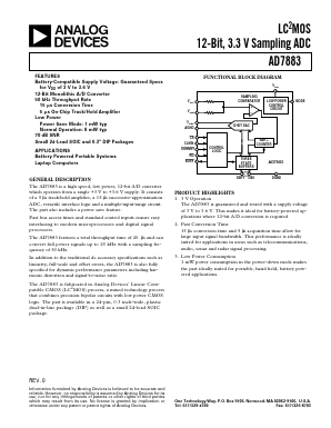 AD7883BN Datasheet PDF Analog Devices