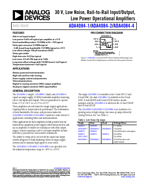 ADA4084-4ACPZ-RL Datasheet PDF Analog Devices