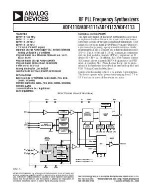 ADF4111 Datasheet PDF Analog Devices