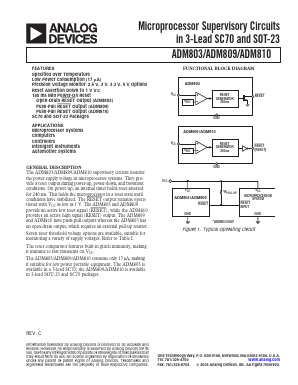 ADM810 Datasheet PDF Analog Devices