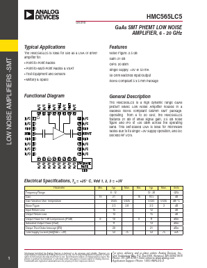 HMC565LC5TR-R5 Datasheet PDF Analog Devices