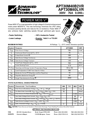APT30M40LVR Datasheet PDF Advanced Power Technology