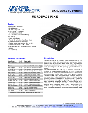 PCX47 Datasheet PDF ADL Embedded Solutions