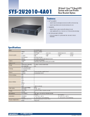SYS-2U2010-4A01 Datasheet PDF Advantech Co., Ltd.