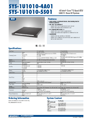 SYS-1U1010-5S01 Datasheet PDF Advantech Co., Ltd.