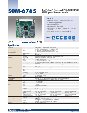 SOM-6765NZ2-S6A1E Datasheet PDF Advantech Co., Ltd.